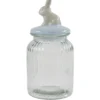 Bonbonnière verre 1L forme lapin bleu Ø11xH22cm