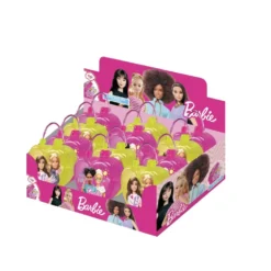 Bonbons et autocollants Barbie dans boîte forme coeur 10g