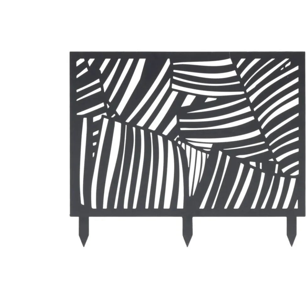 Bordure de jardin métal design feuillage ajouré noir 50xH41,5 cm