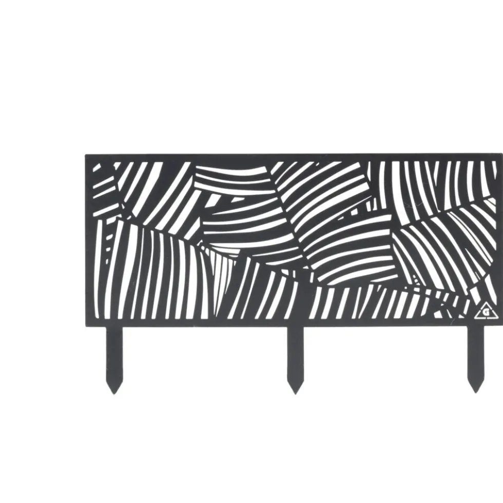 Bordure de jardin métal design feuillage ajouré noir 50xH20 cm