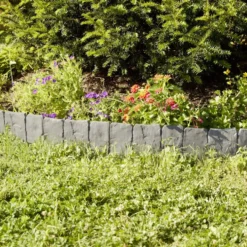Bordure de jardin à planter effet pierre grise 4 pièces L25xH10cm