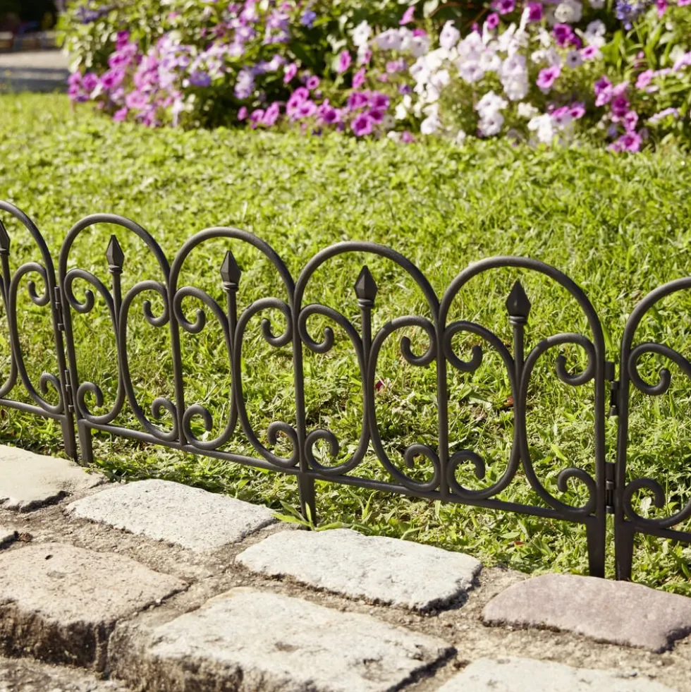 Bordure de jardin x4 plastique style fer forgé noir 50xH33cm
