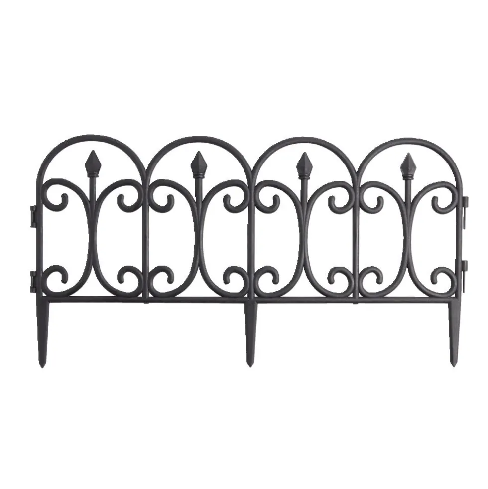 Bordure de jardin x4 plastique style fer forgé noir 50xH33cm