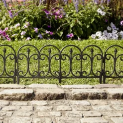 Bordure de jardin x4 plastique style fer forgé noir 50xH33cm