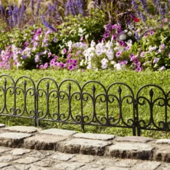 Bordure de jardin x4 plastique style fer forgé noir 50xH33cm