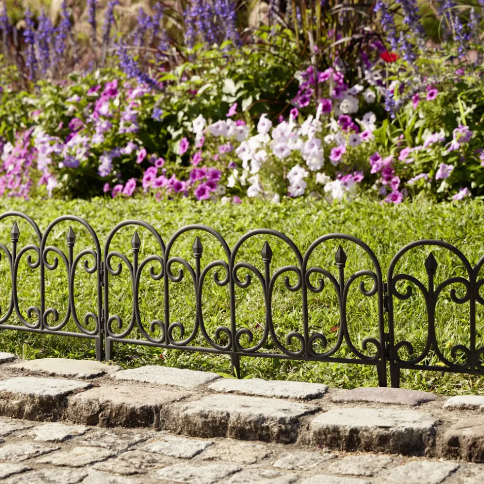 Bordure de jardin x4 plastique style fer forgé noir 50xH33cm