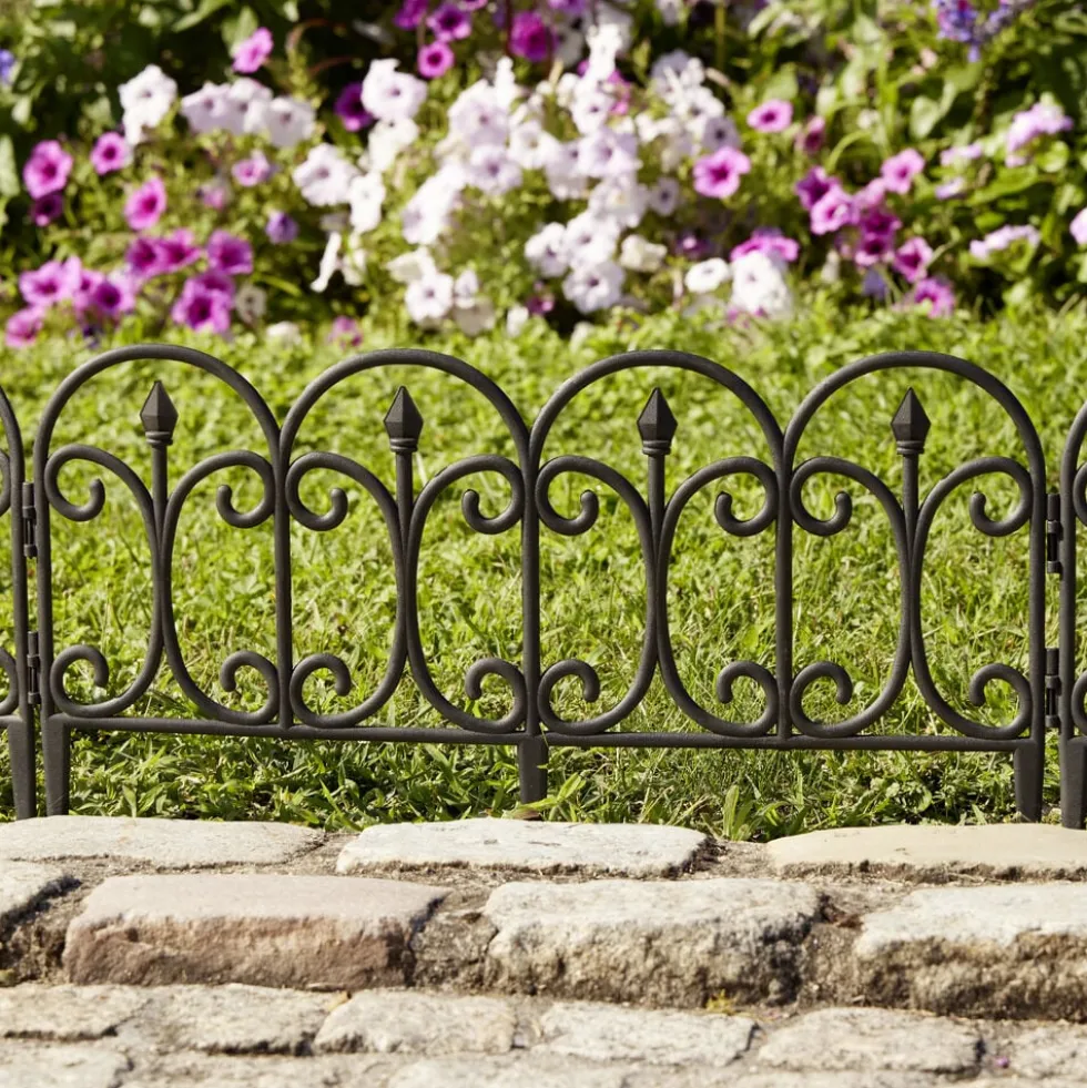 Bordure de jardin x4 plastique style fer forgé noir 50xH33cm