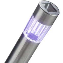 Borne solaire argenté à planter 1 LED blanc froid