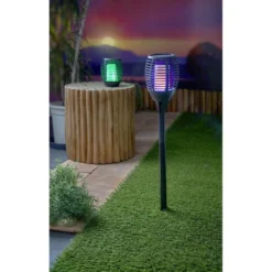 Borne solaire 3en1 effet flamme 28 LED multicolores télécommande