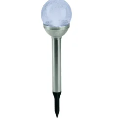 Borne solaire métal boule verre Ø8xH34cm