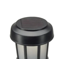 Borne solaire à planter effet flamme plastique et bambou noir Ø7xH50cm
