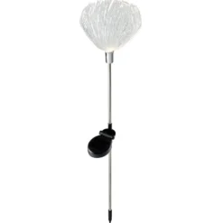 Borne solaire à planter en métal forme méduse blanche Ø20xH70cm