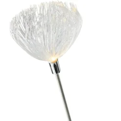 Borne solaire à planter en métal forme méduse blanche Ø20xH70cm