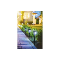 Borne solaire à planter plastique gris avec LED Ø6xH36cm