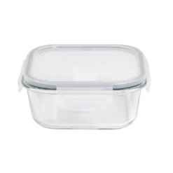 Boîte alimentaire carrée en verre avec couvercle étanche à clips 800ml