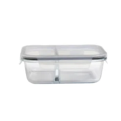 Boîte alimentaire compartimentée en verre avec couvercle plastique 1,04L
