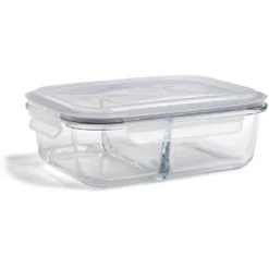 Boîte alimentaire compartimentée en verre couvercle plastique 1,48L
