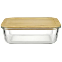 Boîte alimentaire en verre couvercle bambou 1,5L