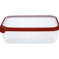 Boîte alimentaire hermétique rectangulaire transparente et rouge 4 L