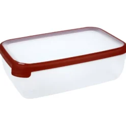Boîte alimentaire hermétique rectangulaire transparente et rouge 4 L
