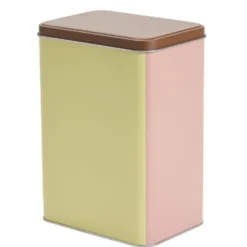 Boîte alimentaire métal bicolore 20x13cm (2 modèles jaune/rose ou orange/blanc)