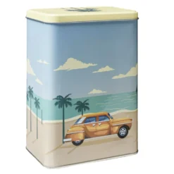 Boîte alimentaire métal décor vintage 14,5x10,5xH20cm (3 modèles)