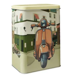 Boîte alimentaire métal décor vintage 14,5x10,5xH20cm (3 modèles)