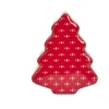 Boîte alimentaire Noël forme sapin métal rouge et doré 18x14,5xH6,5cm