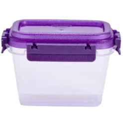 Boîte alimentaire rectangulaire 500ml Fresh System plastique transparent et violet