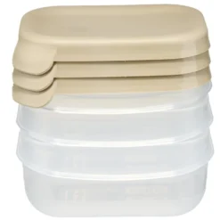 Boîte alimentaire rectangulaire 25cl x3 plastique avec couvercle 12,5x9xH9,5cm (3 modèles)