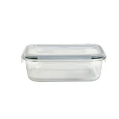 Boîte alimentaire rectangulaire en verre couvercle plastique clips 1,1L