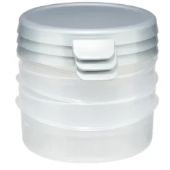 Boîte alimentaire ronde 25cl x3 plastique avec couvercle Ø10xH4cm (3 modèles)