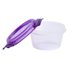 Boîte alimentaire ronde 380ml Fresh System plastique transparent et violet Ø12xH7cm