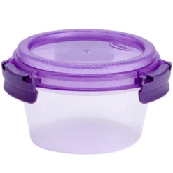 Boîte alimentaire ronde 380ml Fresh System plastique transparent et violet Ø12xH7cm