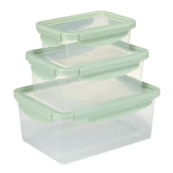 Boîte alimentaire x3 plastique et silicone 500/1200/2200ml (2 modèles rose ou vert)