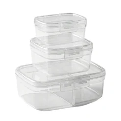 Boîte alimentaire x3 Snapbox 4 compartiments plastique transparent 1,4/0,9/1,8L