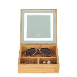 Boîte à bijoux avec miroir à led en bambou