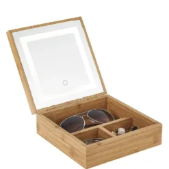 Boîte à bijoux avec miroir à led en bambou