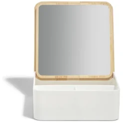 Boîte à bijoux rectangulaire avec miroir 14,6x14,6xH5,6cm