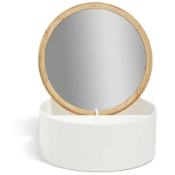 Boîte à bijoux ronde avec miroir Ø14xH6,5cm