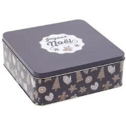 Boîte carrée en métal pour gâteaux de Noël
