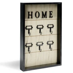 Boîte à clefs MDF et métal beige et noir 30x20x3cm