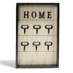 Boîte à clefs MDF et métal beige et noir 30x20x3cm