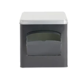 Boîte conservation avec ouverture métal noir et gris 14,5x14,5x14,5cm