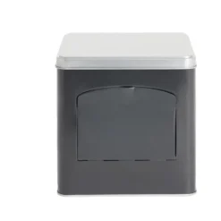 Boîte conservation avec ouverture métal noir et gris 14,5x14,5x14,5cm