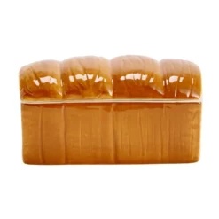 Boîte céramique forme brioche marron 18,5x9,5xH9cm