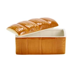 Boîte céramique forme brioche marron 18,5x9,5xH9cm