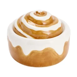 Boîte céramique forme cinnamon roll marron Ø10,5xH8cm