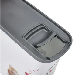 Boîte à croquettes pour chat grise et blanche 2L
