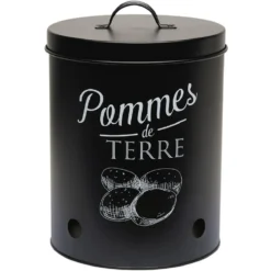 Boîte de conservation métal noir pour pomme de terre